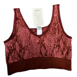 Fabletics Womens Snake Print Reversible Sports Bra S Brown & Pink Polyester/Elas